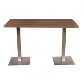 Table de Bar - Table Bistro en MDF aspect du bois de noyer 120x60x75