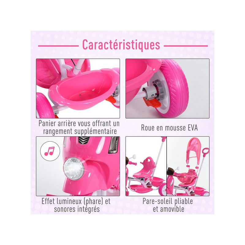 Tricycle Évolutif AIYAPLAY Pour Enfant 2-5 Ans - Avec Panier Et Poignée Parentale - Roues EVA - Anti-Basculement - Bleu