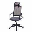 Chaise de bureau HWC-J52, chaise pivotante chaise de bureau, appui-tête ergonomique, similicuir ~ gris