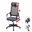Chaise de bureau HWC-J52, chaise pivotante chaise de bureau, appui-tête ergonomique, similicuir ~ gris