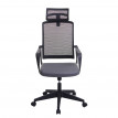 Chaise de bureau HWC-J52, chaise pivotante chaise de bureau, appui-tête ergonomique, similicuir ~ gris