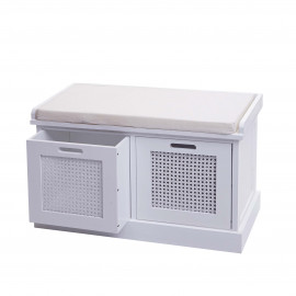 Banc HWC-J49, banc rembourré Banc de vestiaire 47x75x40cm ~ blanc, rembourrage crème-blanc