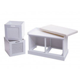 Banc HWC-J49, banc rembourré Banc de vestiaire 47x75x40cm ~ blanc, rembourrage crème-blanc