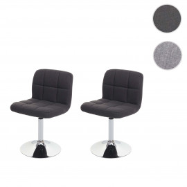 2x Chaise de salle à manger Kavala, Chaise de cuisine Tissu/Textile Chrome Pivotant ~ Gris clair