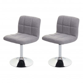 2x Chaise de salle à manger Kavala, Chaise de cuisine Tissu/Textile Chrome Pivotant ~ Gris clair
