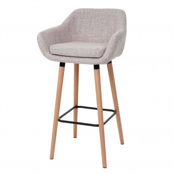 Tabouret de bar Malmö T381, chaise de bar tabouret de comptoir ~ Textile, gris crème