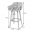 Tabouret de bar Malmö T381, chaise de bar tabouret de comptoir ~ Textile, gris crème