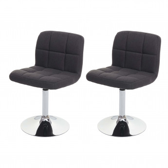 2x Chaise de salle à manger Kavala, Chaise de cuisine Tissu/Textile Chrome Pivotant ~ gris foncé