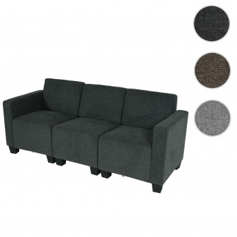 Canapé modulaire 3 places Couch Lyon, tissu/textile ~ gris anthracite