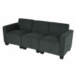 Canapé modulaire 3 places Couch Lyon, tissu/textile ~ gris anthracite