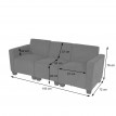 Canapé modulaire 3 places Couch Lyon, tissu/textile ~ gris anthracite