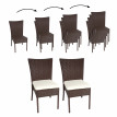 2x Chaise en Poly Rotin HWC-G19, Chaise de Balcon Chaise de Jardin, Empilable ~ brun, Coussin crème