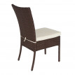 2x Chaise en Poly Rotin HWC-G19, Chaise de Balcon Chaise de Jardin, Empilable ~ brun, Coussin crème