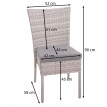 2x Chaise en Poly Rotin HWC-G19, Chaise de Balcon Chaise de Jardin, Empilable ~ brun, Coussin crème
