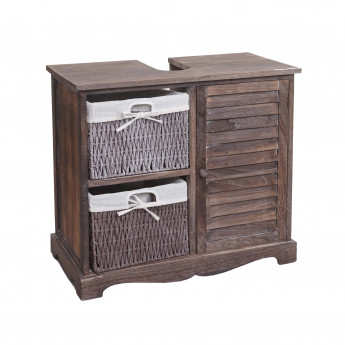 Meuble sous-vasque HWC-H20, meuble sous-vasque de salle de bain 60x65x31cm ~ shabby marron