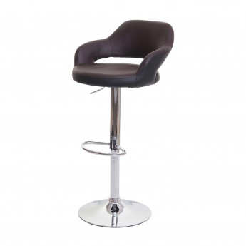 Tabouret de bar HWC-F16, tabouret pivotant, avec dossier simili cuir ~ brun-noir