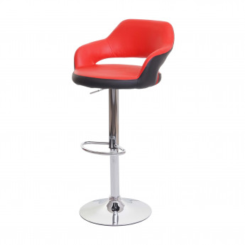 Tabouret de bar HWC-F16, tabouret pivotant, avec dossier simili cuir ~ rouge-noir
