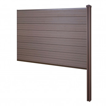 Brise-vue en WPC Sarthe, clôture brise-vent, poteaux WPC à sceller dans le béton ~ extension, 188cm marron