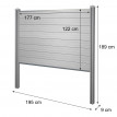 Pare-vue WPC Sarthe, clôture pare-vent, poteaux WPC à sceller ~ élément de base, 195cm anthracite