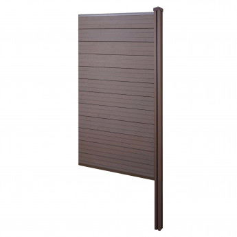 Brise-vue en WPC Sarthe, clôture brise-vent, poteaux en WPC ~ Extension étroite, 98cm marron