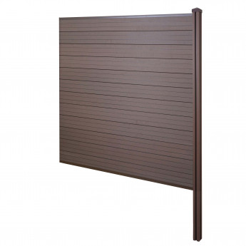 Brise-vue en WPC Sarthe, clôture brise-vent, poteaux en WPC à sceller dans le béton ~ extension, 188cm marron