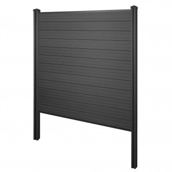 Brise-vue en WPC Sarthe, clôture brise-vent, poteaux WPC à sceller dans le béton ~ base, 195cm anthracite