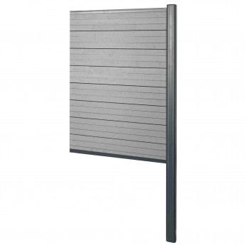 Brise-vue en WPC Sarthe, brise-vent de clôture, poteaux aluminium ~ Extension étroite, 95cm gris