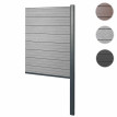 Brise-vue en WPC Sarthe, brise-vent de clôture, poteaux aluminium ~ Extension étroite, 95cm gris