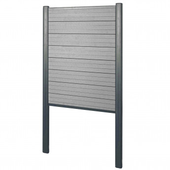 Pare-vue en WPC Sarthe, clôture coupe-vent, poteaux en aluminium à bétonner ~ élément de base 100cm gris