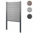 Pare-vue en WPC Sarthe, clôture coupe-vent, poteaux en aluminium à bétonner ~ élément de base 100cm gris