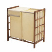 Bac à linge HWC-B60, Boîte à linge panier à linge, bois massif 60x60x33cm 68l ~ brun, couvercle crème