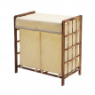 Bac à linge HWC-B60, Boîte à linge panier à linge, bois massif 60x60x33cm 68l ~ brun, couvercle crème