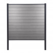 Brise-vue en WPC Sarthe, clôture brise-vent, poteaux aluminium ~ élément de base, 190cm gris