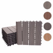 Carrelage de sol WPC Rhône + bordure, aspect bois, 11x chaque 30x30cm - 1m² - teck linéaire vertical