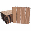 Carrelage de sol WPC Rhône + bordure, aspect bois, 11x chaque 30x30cm - 1m² - teck linéaire vertical