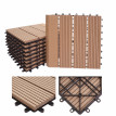 Carrelage de sol WPC Rhône + bordure, aspect bois, 11x chaque 30x30cm - 1m² - teck linéaire vertical