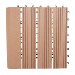 Carrelage de sol WPC Rhône + bordure, aspect bois, 11x chaque 30x30cm - 1m² - teck linéaire vertical