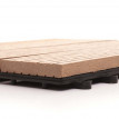 Carrelage de sol WPC Rhône + bordure, aspect bois, 11x chaque 30x30cm - 1m² - teck linéaire vertical