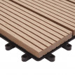 Carrelage de sol WPC Rhône + bordure, aspect bois, 11x chaque 30x30cm - 1m² - teck linéaire vertical