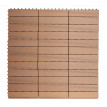 Carrelage de sol WPC Rhône + bordure, aspect bois, 11x chaque 30x30cm - 1m² - teck linéaire vertical