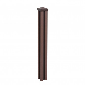 Poteau WPC Sarthe-Clôture WPC, poteau pilier, système enfichable - 98cm, brun