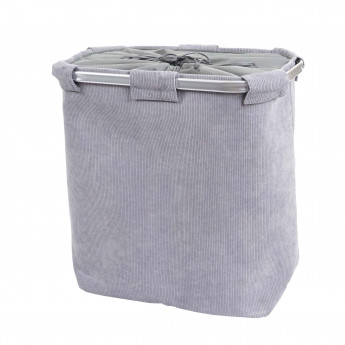 Bac à linge HWC-C34, Boîte à linge Panier à linge 2 compartiments 56x49x30cm 82l - gris