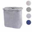 Bac à linge HWC-C34, Boîte à linge Panier à linge 2 compartiments 56x49x30cm 82l - gris