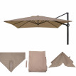 Toile pour parasol HWC-A39, toile de remplacement, 3x3m (Ø4,24m) polyester 2,8kg - taupe-brun
