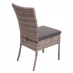 2x Chaise en poly rotin HWC-G19, chaise de balcon chaise de jardin, empilable - gris, coussins gris foncé