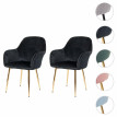 2x chaise de salle à manger HWC-F18, chaise de cuisine, design rétro - velours menthe, pieds dorés