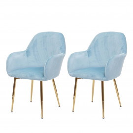 2x chaise de salle à manger HWC-F18, chaise de cuisine, design rétro - velours menthe, pieds dorés