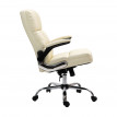Chaise de bureau HWC-J21, chaise de direction chaise pivotante chaise de bureau, - similicuir crème