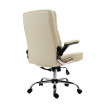 Chaise de bureau HWC-J21, chaise de direction chaise pivotante chaise de bureau, - similicuir crème