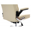 Chaise de bureau HWC-J21, chaise de direction chaise pivotante chaise de bureau, - similicuir crème